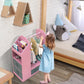 Kids Costume Organizer、 Costume Rack、Kids Armoire、Open Hanging Armoire Closet with Mirror-PINK_8