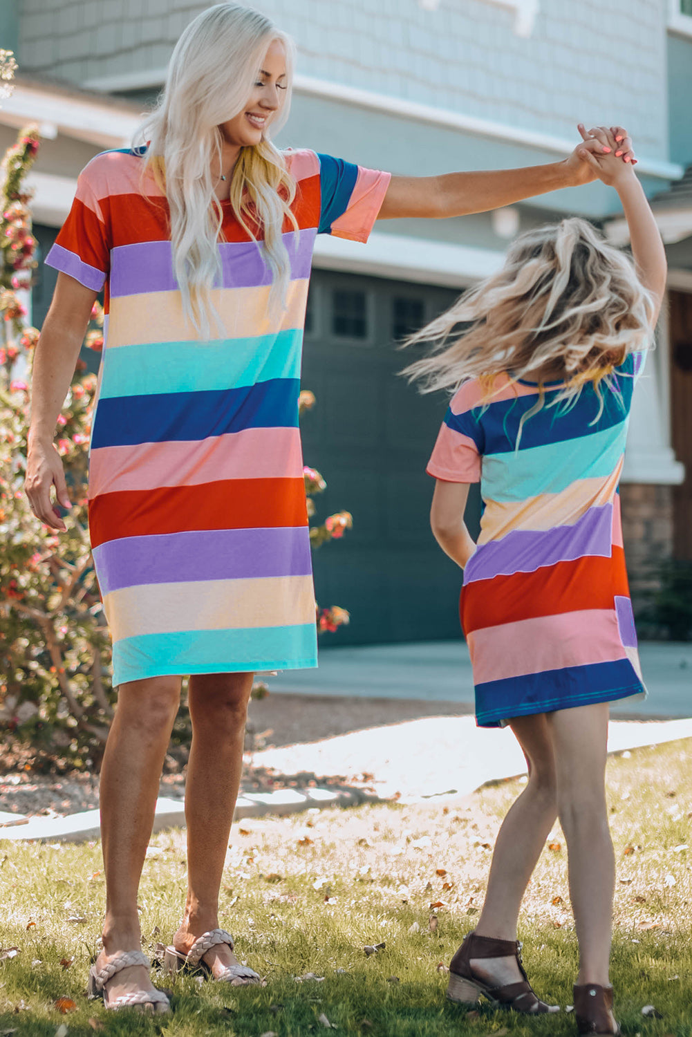Color Block Side Slit Mini Dress For Girls_6