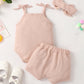 Baby Girl Waffle-Knit Tie-Shoulder Top and Shorts Set_1