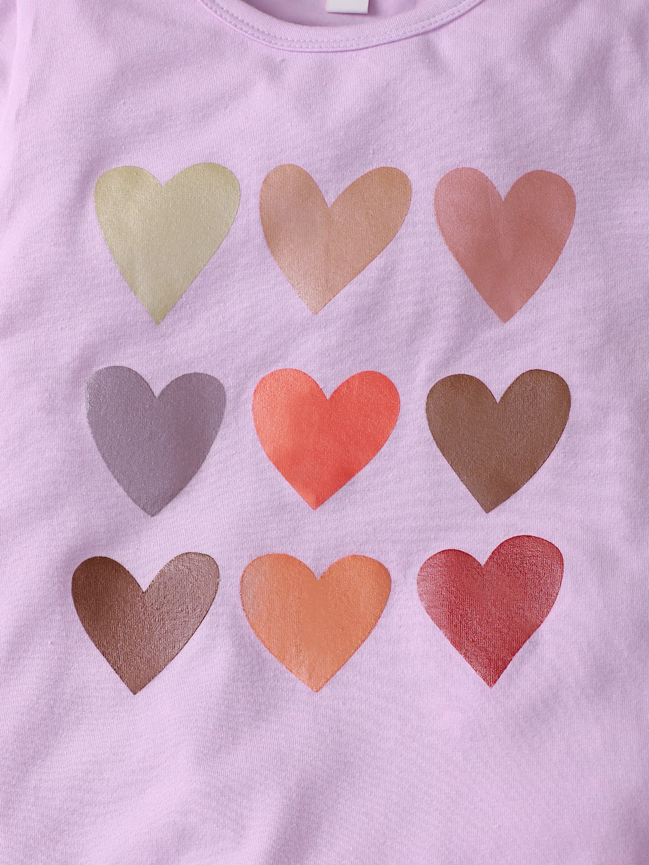 Girls Heart Print T-Shirt and Joggers Set_4