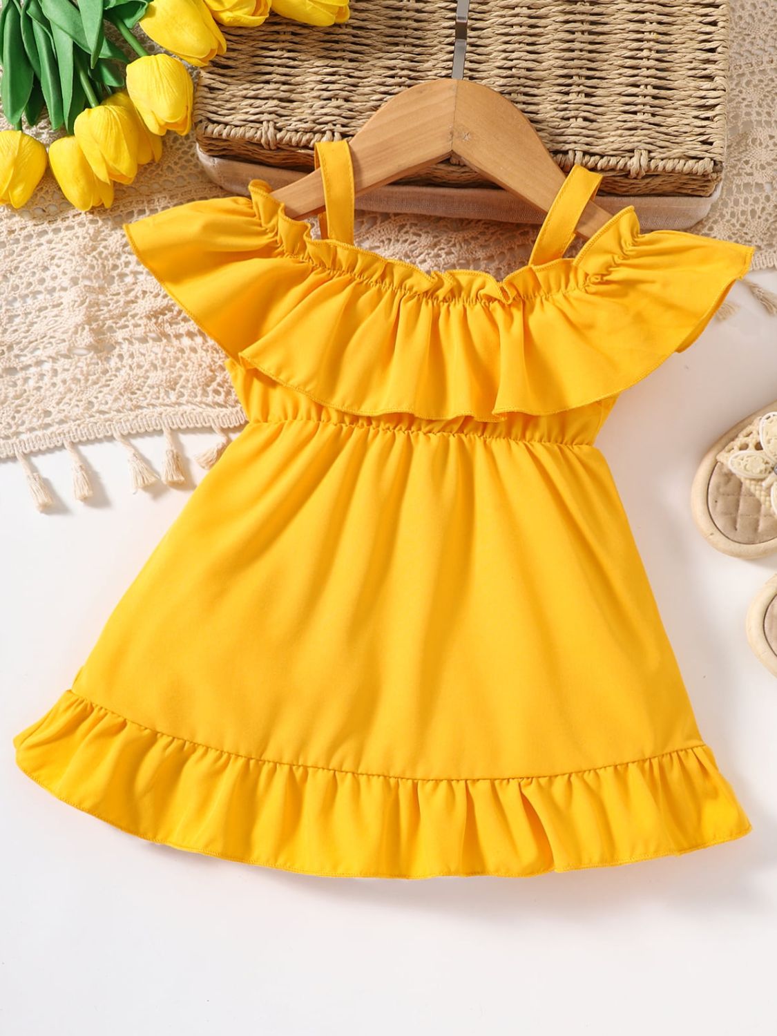 Baby Girl Frill Trim Ruffle Hem Dress_1