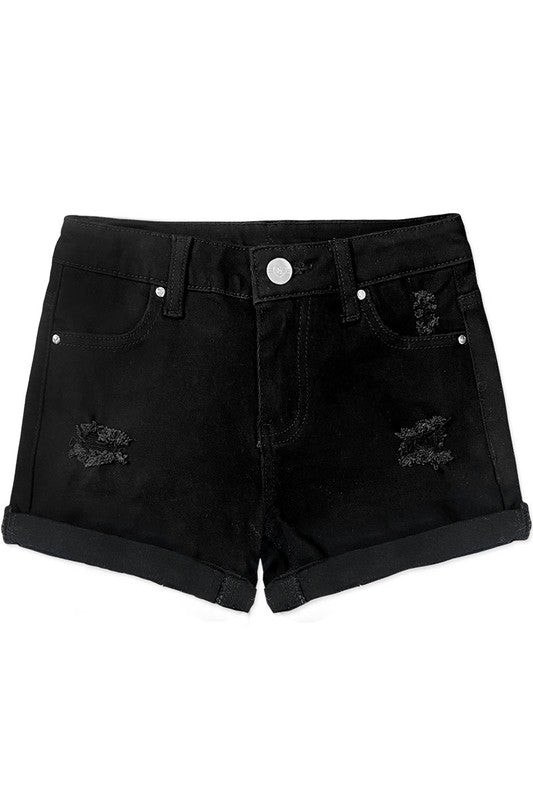 Double Roll-Up Distress Denim Short_4