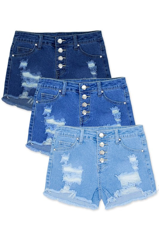 Full Distress Denim Shorts_0