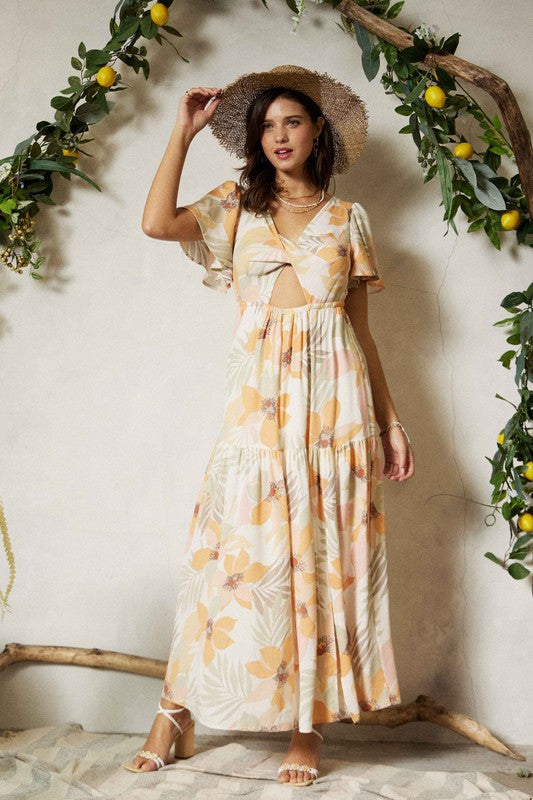 Butterfly-Sleeve Tiered Cut Out Maxi Dress_4