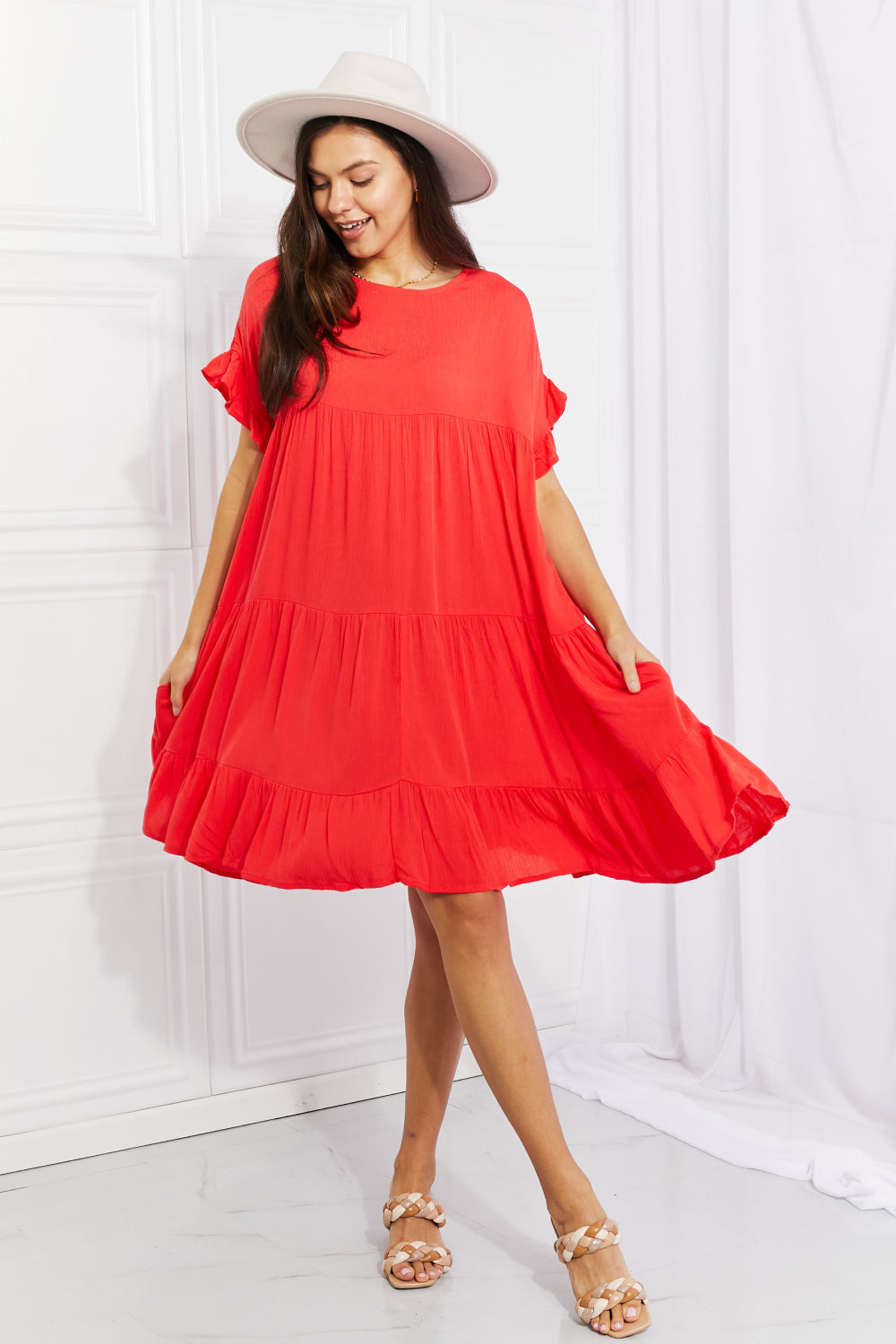 Full Size Tulip Fields Tiered Midi Dress_3