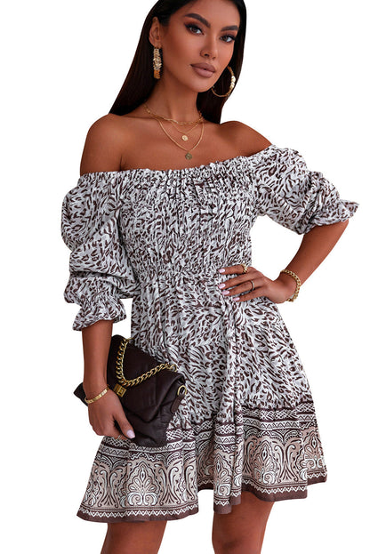 Printed Off-Shoulder Pleated Dress_6