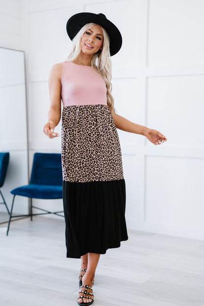 Girl Next Door Run Leopard Color Block Dress_1