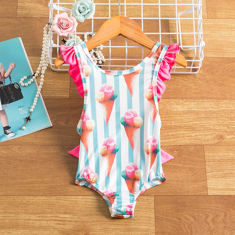 Children's Striped Backless Swimsuit_0